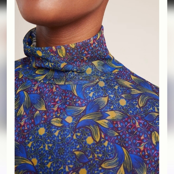 Anthropologie Blue and Yellow Floral Top - Picture 3 of 10